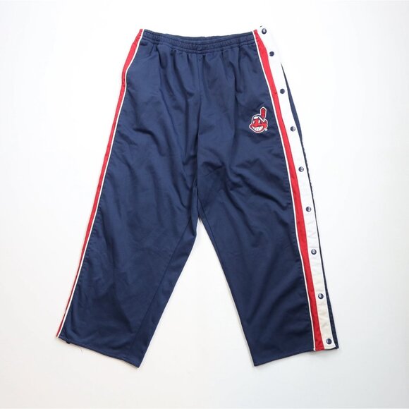 Vtg 90s Mens M Chief Wahoo Cleveland Indians Baseball Tearaway Wide Leg Pants